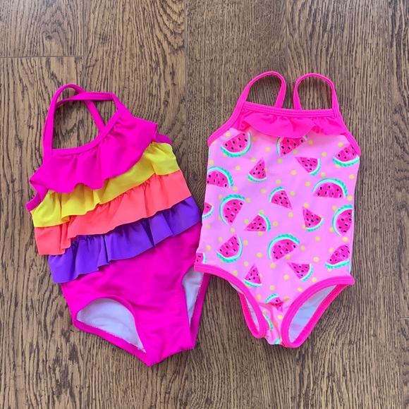 (3/$18) Baby Girl One Piece Swimsuits x2 - Picture 1 of 4